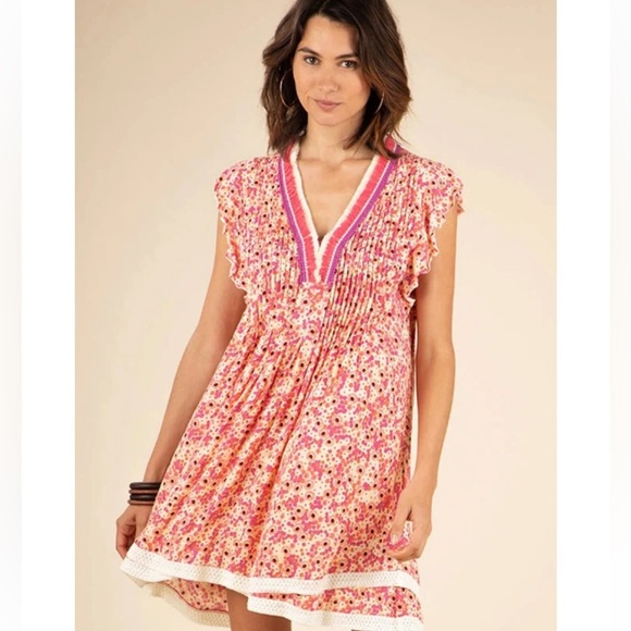 Poupette St. Barth Floral Mini Dress medium luxe Revolve flowy beach fun chic - Picture 6 of 13